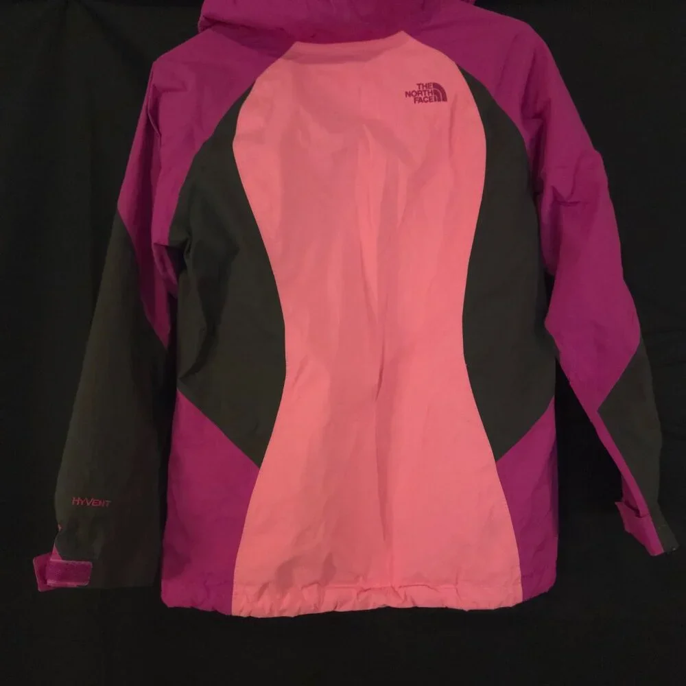 THE NORTH FACE Girls BRIGHT magenta PINK Black 3 in 1 WINTER JACKET Coat SIZE L - Picture 6 of 9